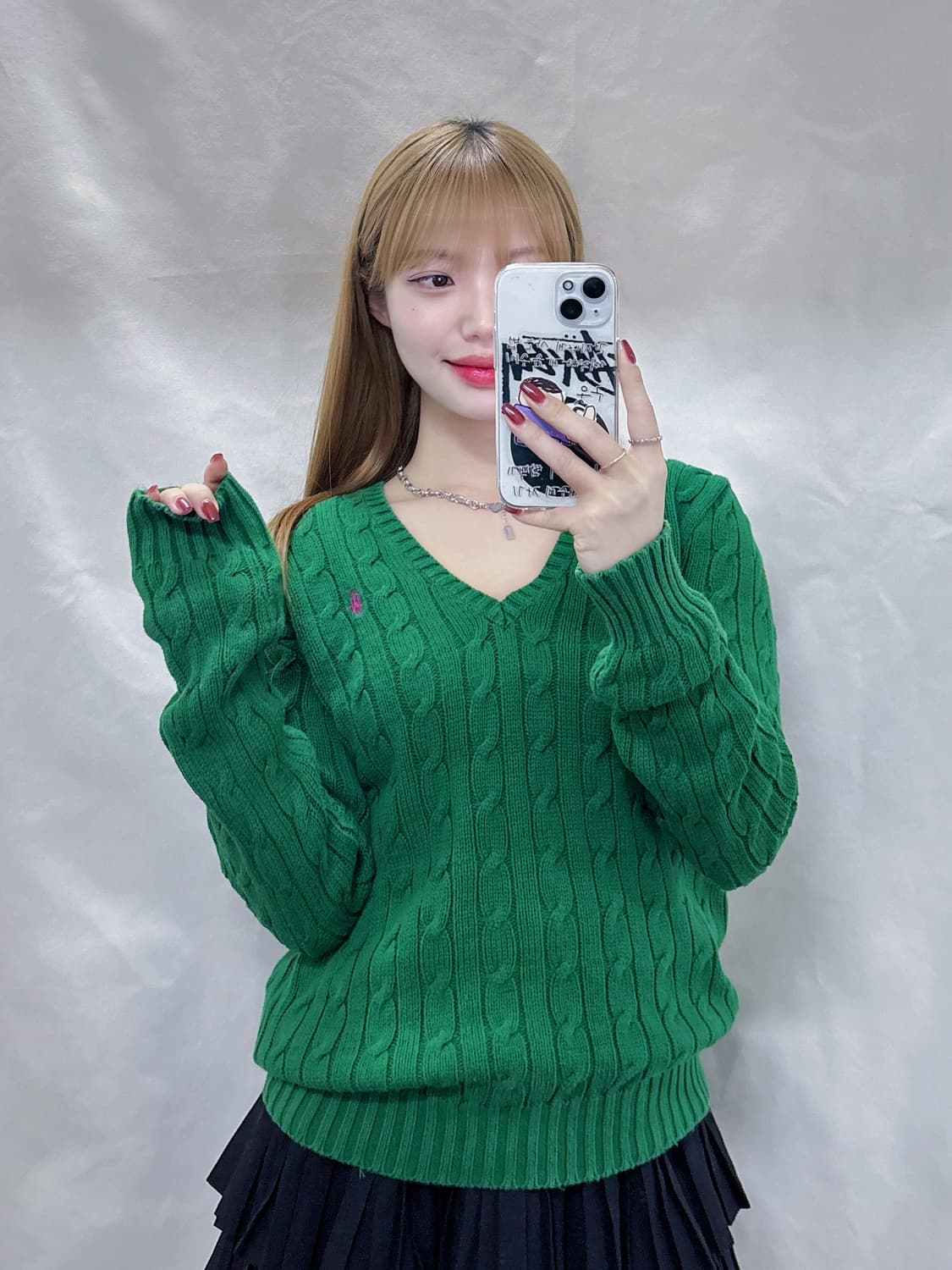 폴로 랄프로렌 그린 포니 브이넥 니트  상품이미지2