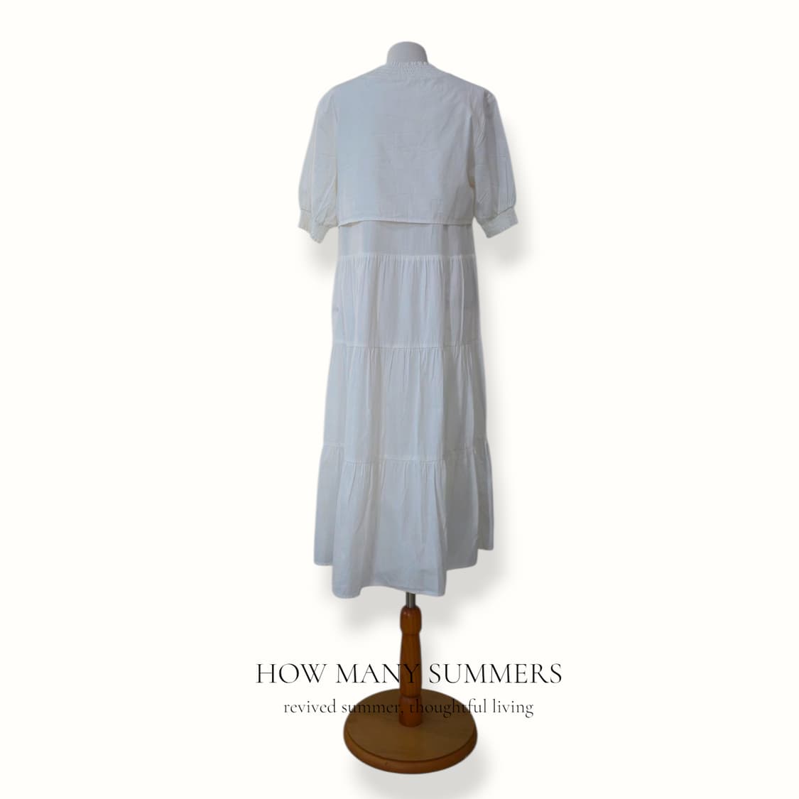 스모크넥 캉캉 롱 원피스 화이트 면 반팔 M wcloset 상품이미지3