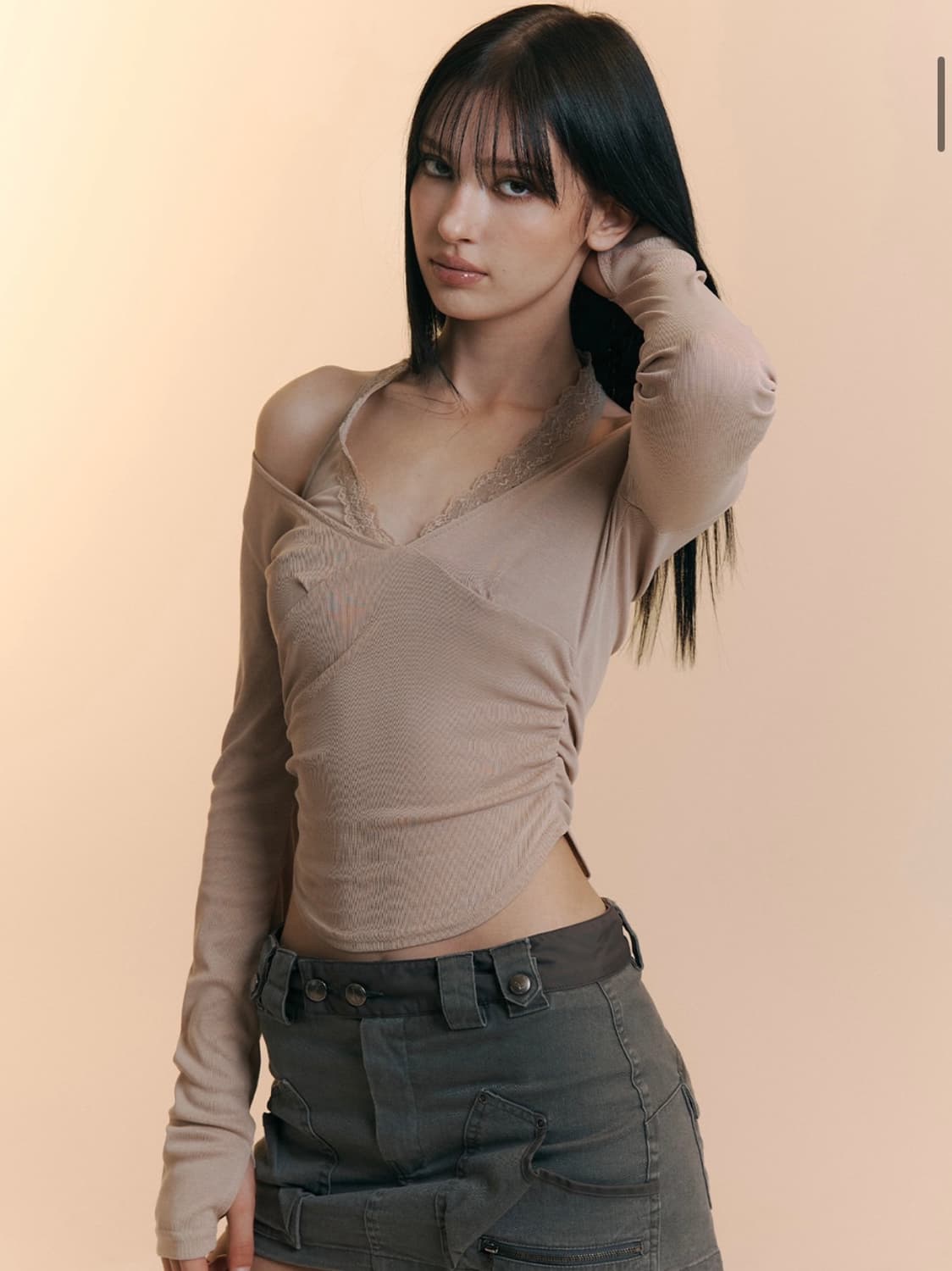 플노팔 Amelia Lace Halter Long Sleeve Top 상품이미지2