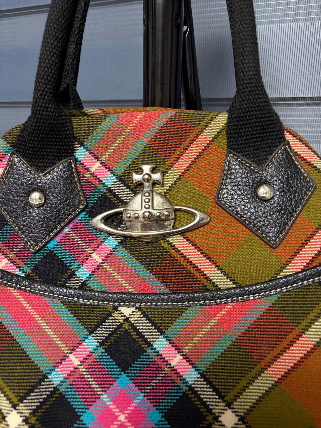 비비안 웨스트우드 체크 토트백 빈티지 상품이미지2