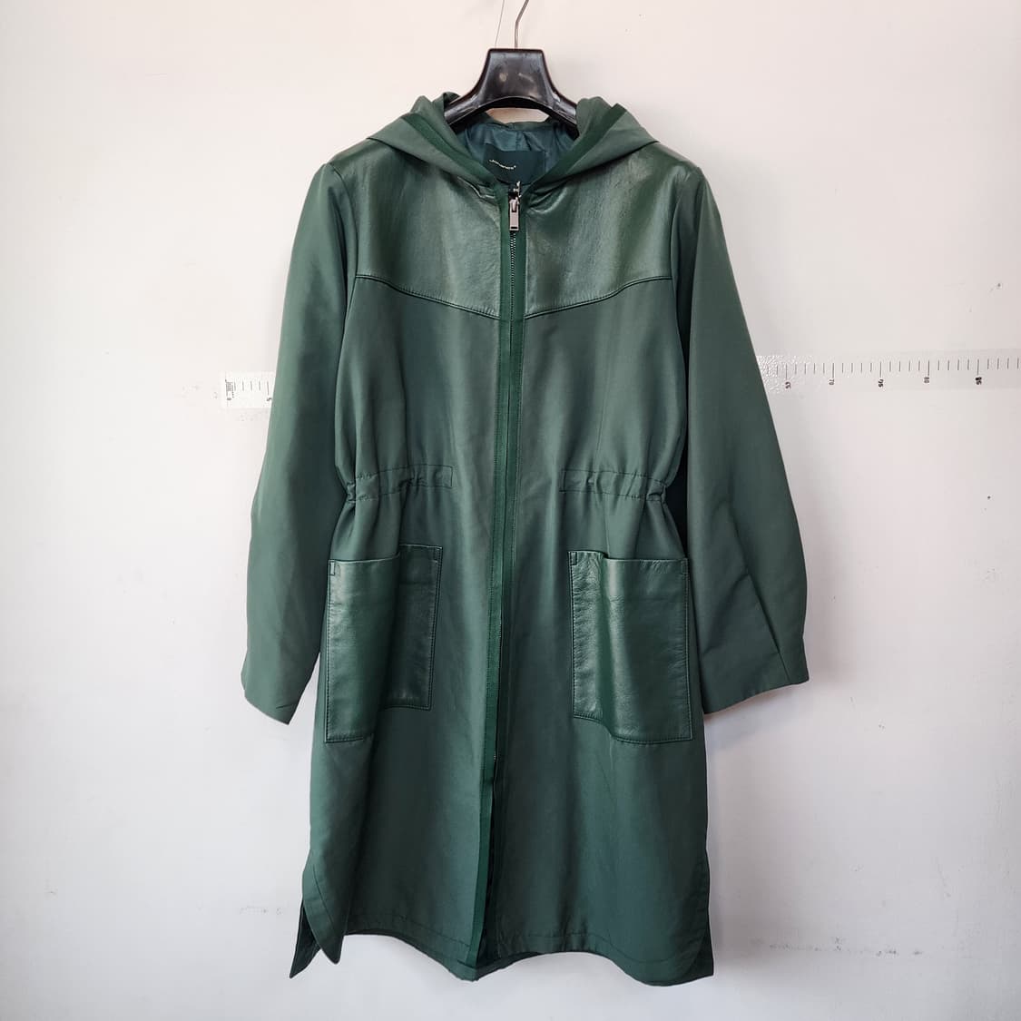요하넥스 후드 롱 코트 그린 상품이미지1