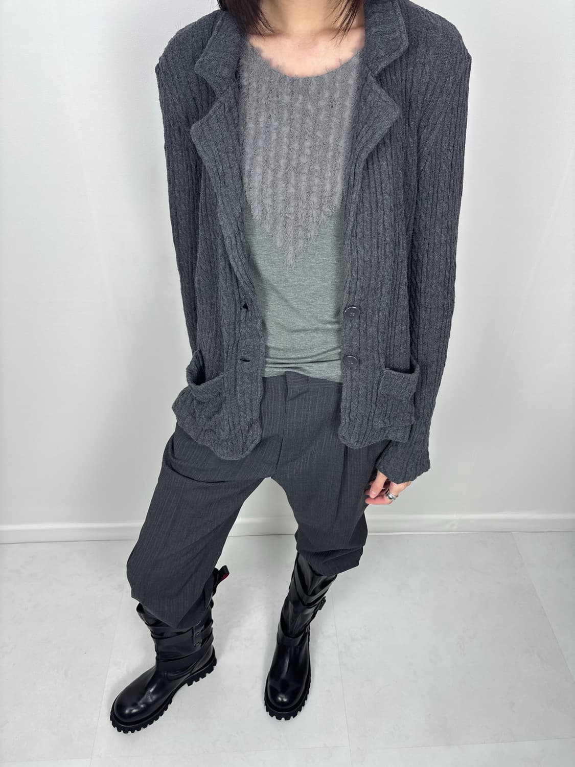 DRAPEY CABLE KNIT CARDIGAN 상품이미지1