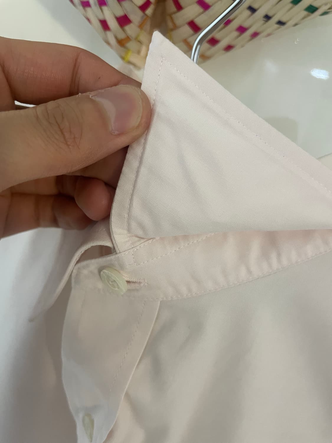 디올 포켓 자수로고 셔츠 디올셔츠 연핑크셔츠 상품이미지4