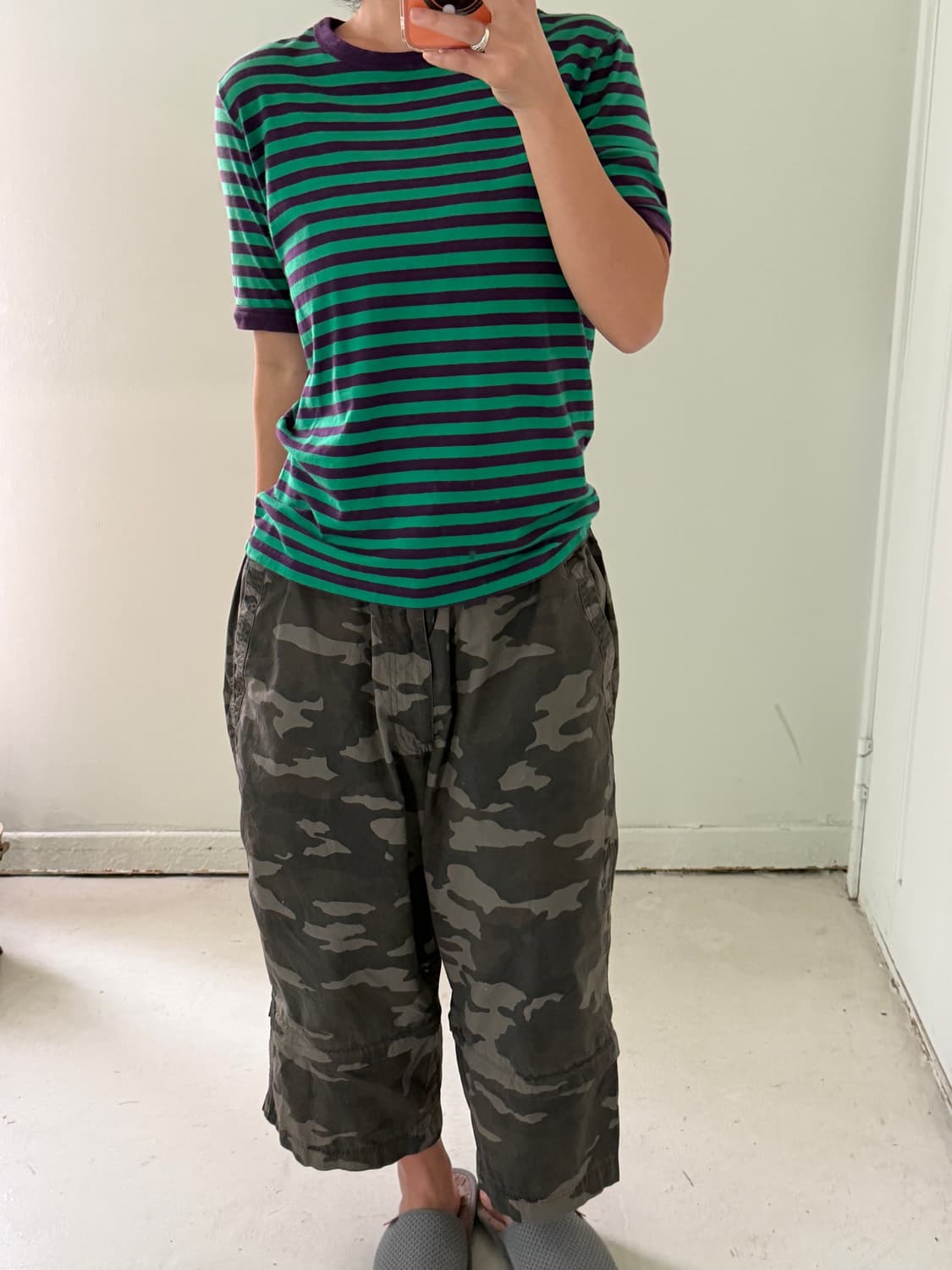 일본빈티지 빔즈 그린퍼플 반팔티 상품이미지2