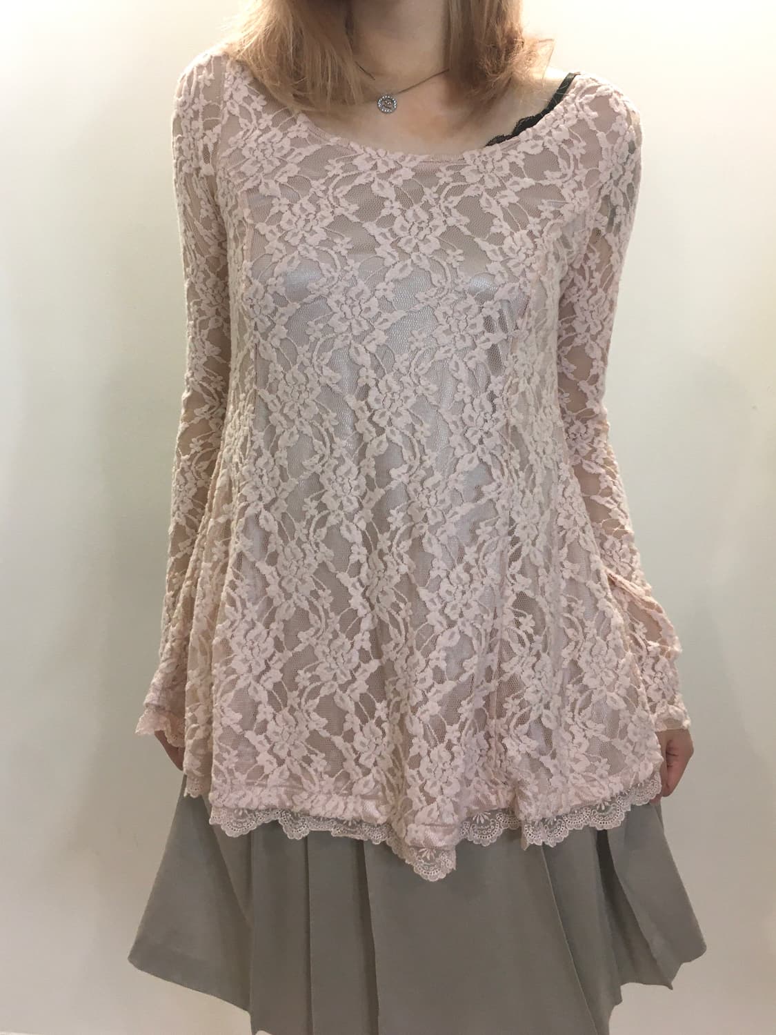 jpn vintage pink lace blouse 상품이미지3
