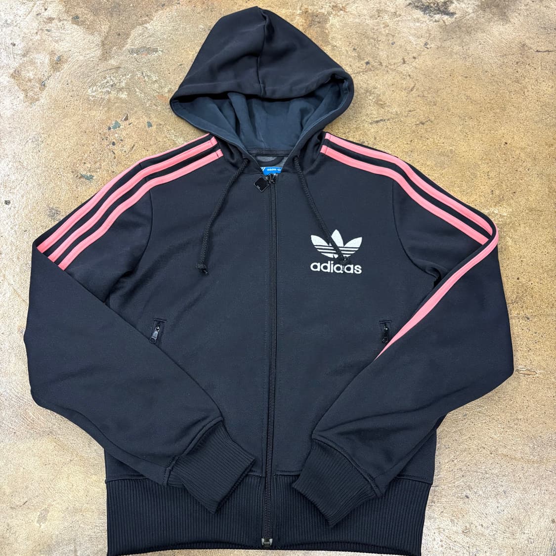 [정품/85] 아디다스 블랙 핑크 삼선 후드집업 져지 b16 상품이미지2