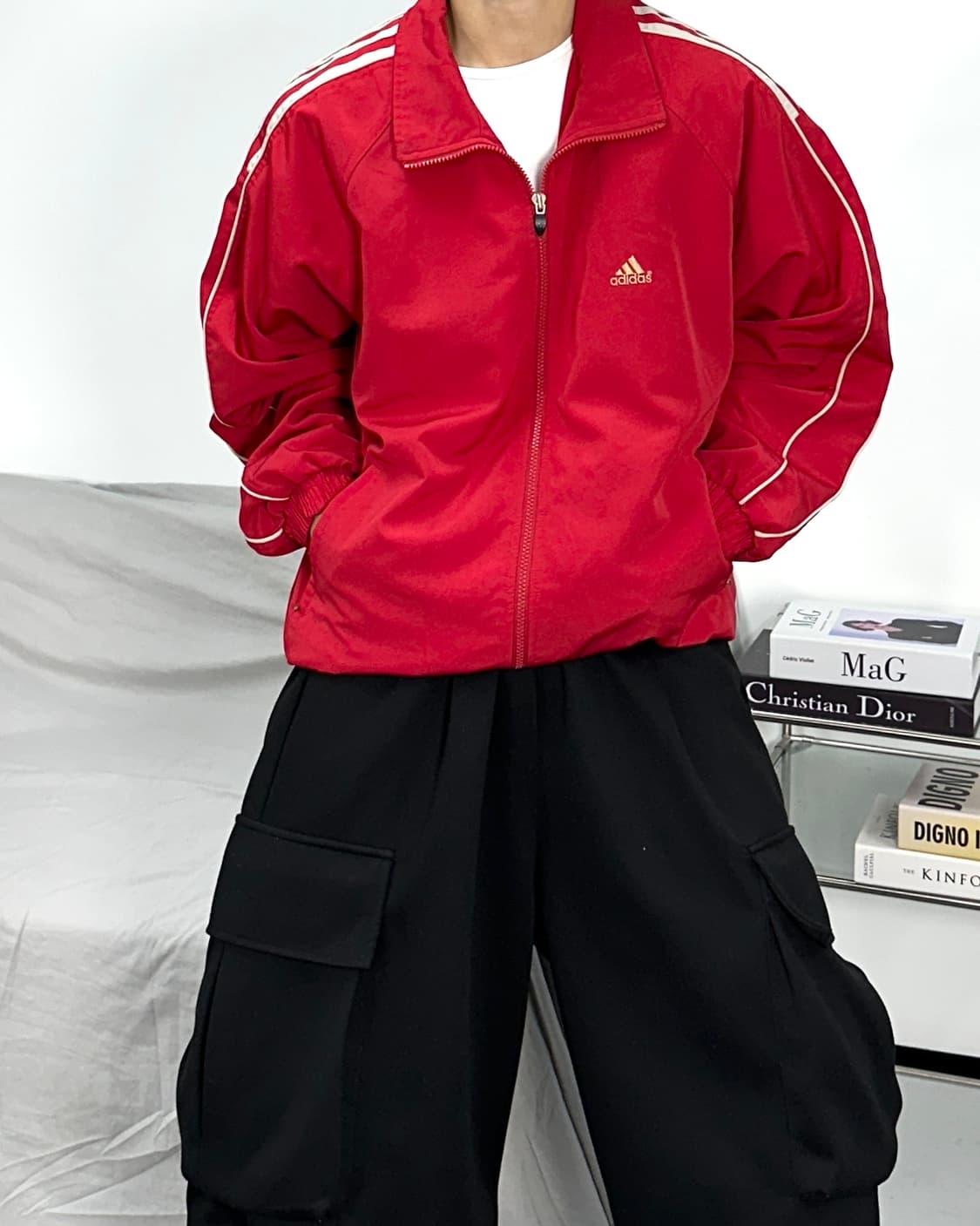 아디다스 90s 올드스쿨 레드 바람막이 100 상품이미지2