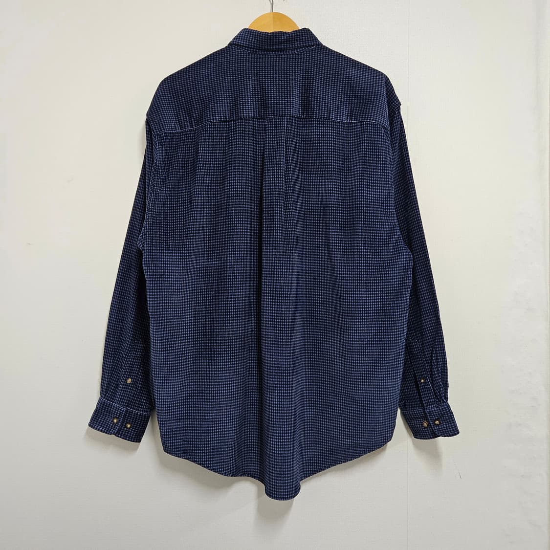 에디바우어 오버핏 네이비 체크 코듀로이 셔츠 상품이미지4