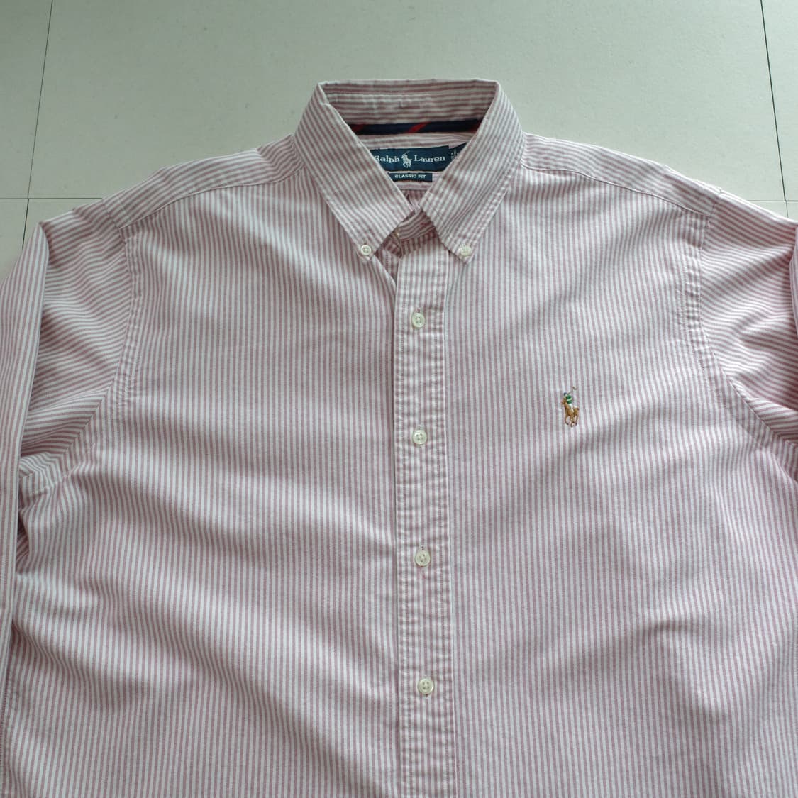 90s 폴로 랄프로렌 캔디드 스트라이프 버튼다운 옥스포드 셔츠 L 상품이미지1