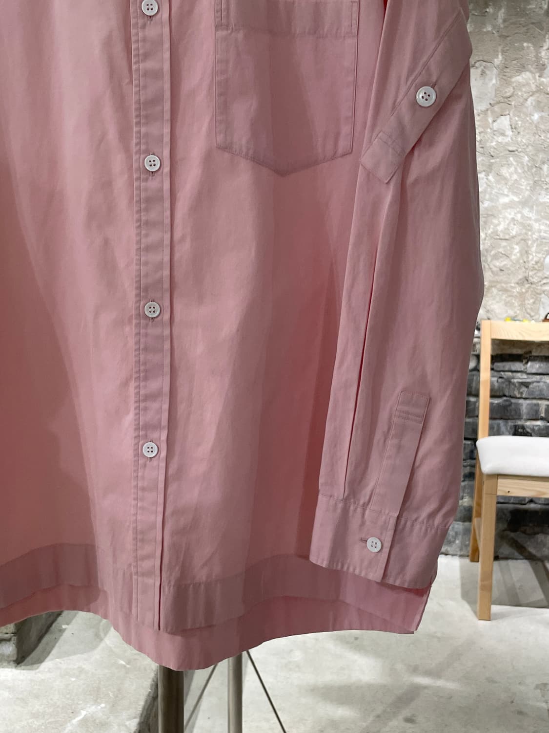 요지 야마모토 ground y 핑크 요크 버튼 원 포켓 코튼 셔츠 상품이미지5