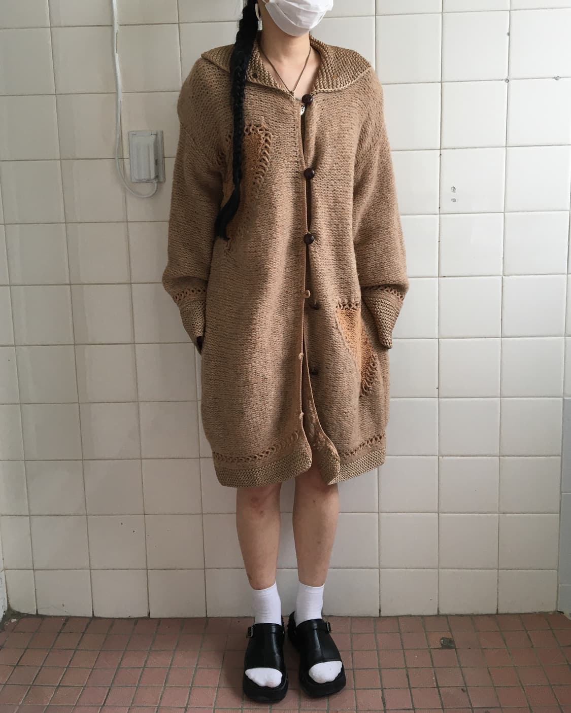 Crochet point knit long cardigan 상품이미지7