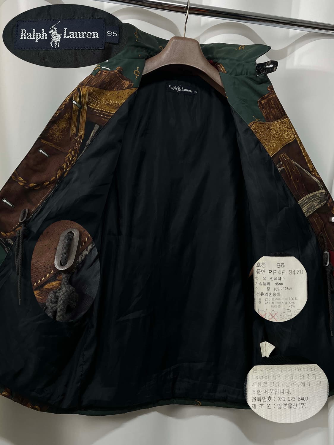 90's 폴로 랄프로렌 홀스빗 올오버 그래피티 퀼티드 헌팅 카코트 자켓 상품이미지3