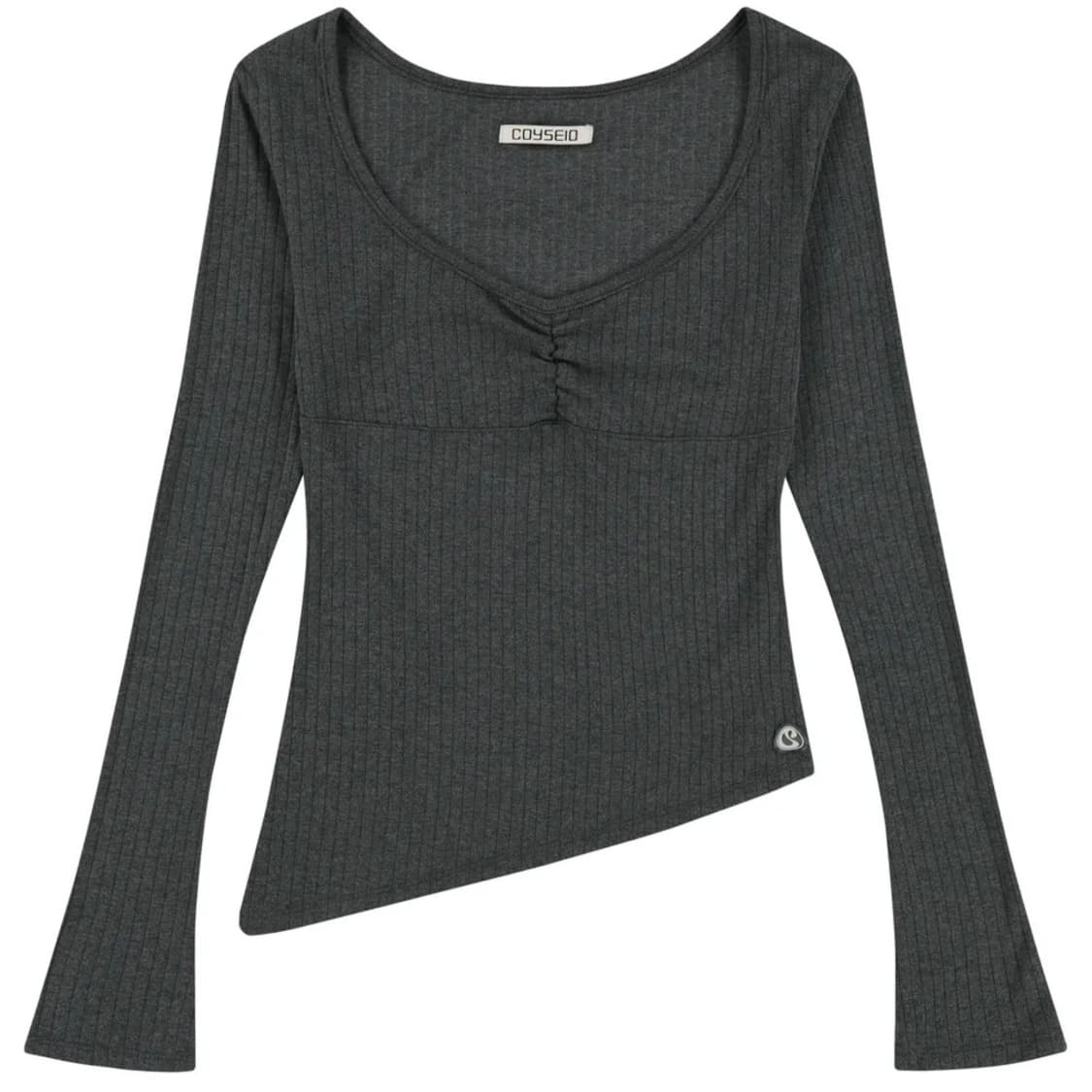 COYSEIO UNBALANCE SHIRRING TOP GREY 상품이미지1