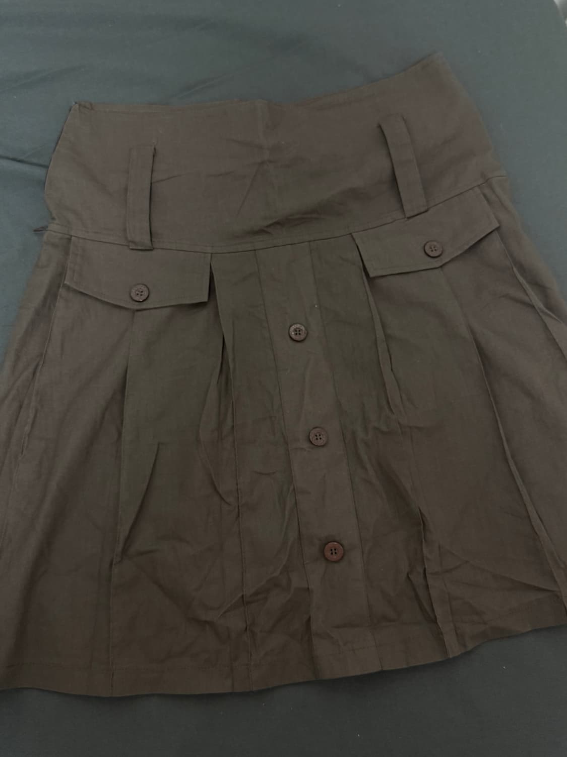 3month 후와슈 피넛 버튼 A 스커트 라지 미디스커트 치마 상품이미지4