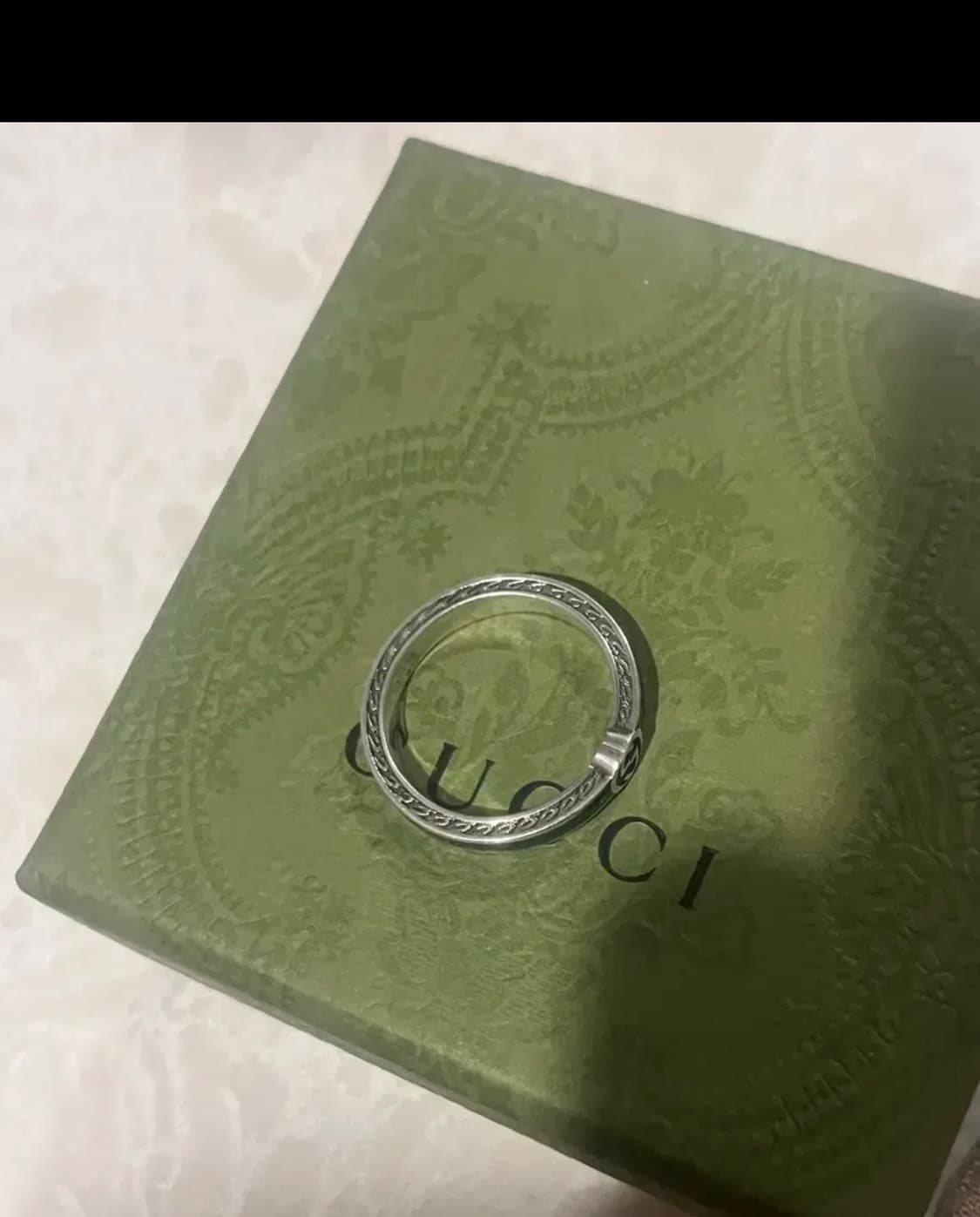 구찌 인터로킹 G 링 블랙 실버 반지 23호 상품이미지5