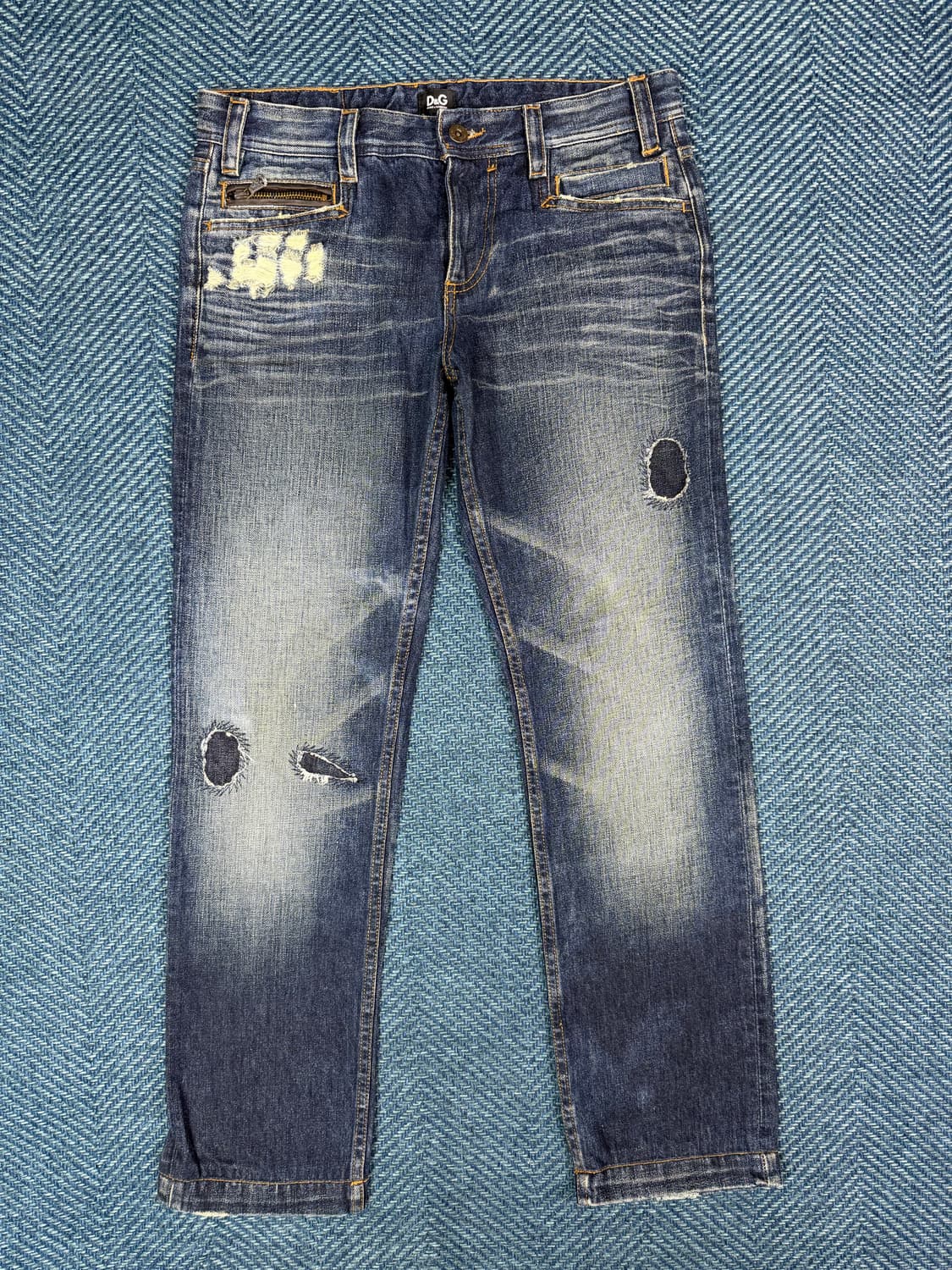 [정품] 돌체앤가바나 D&G 레더 포켓 디테일 디스트로이드 데님 상품이미지1