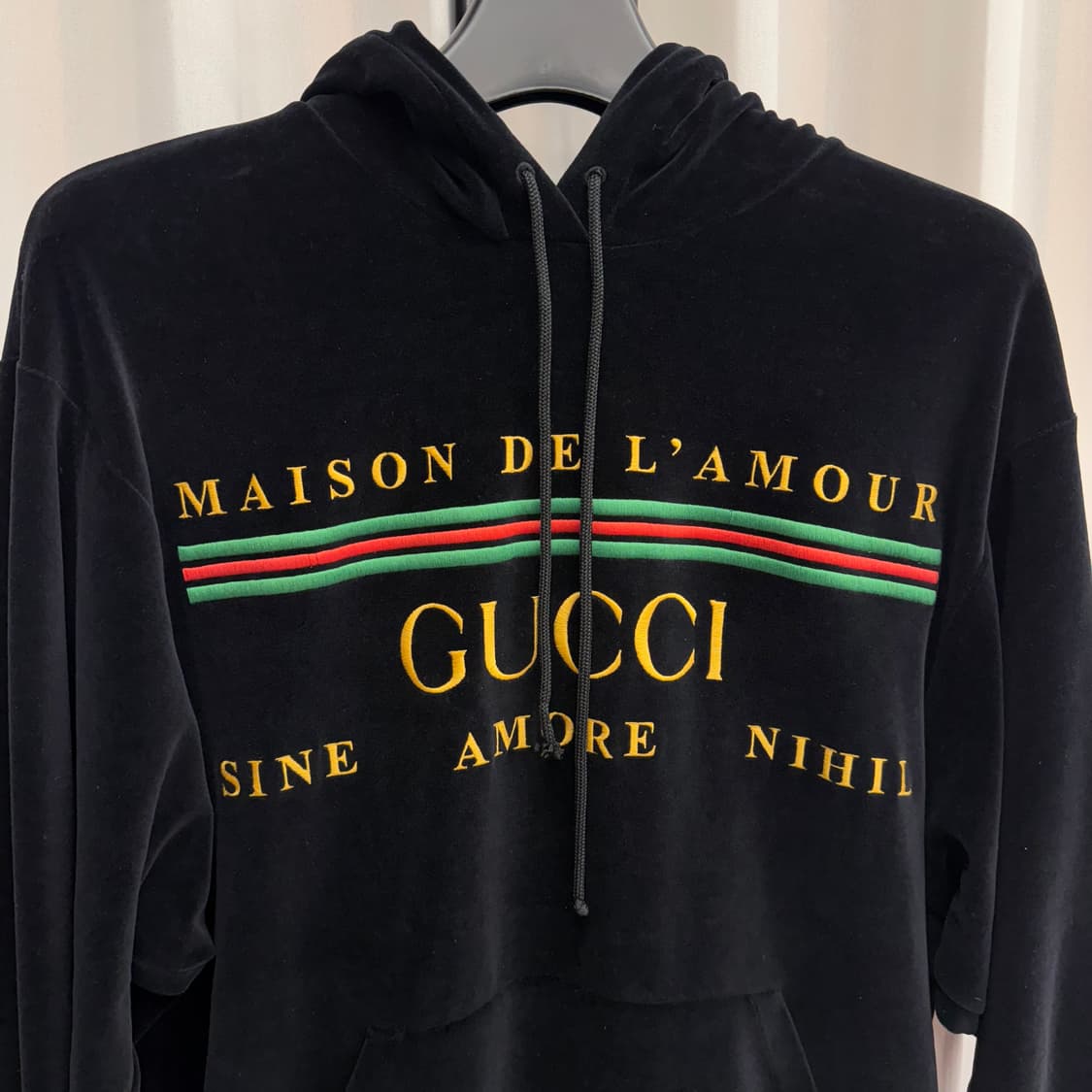 [백화점판/M] 구찌 로고 벨벳 후드티 상품이미지2