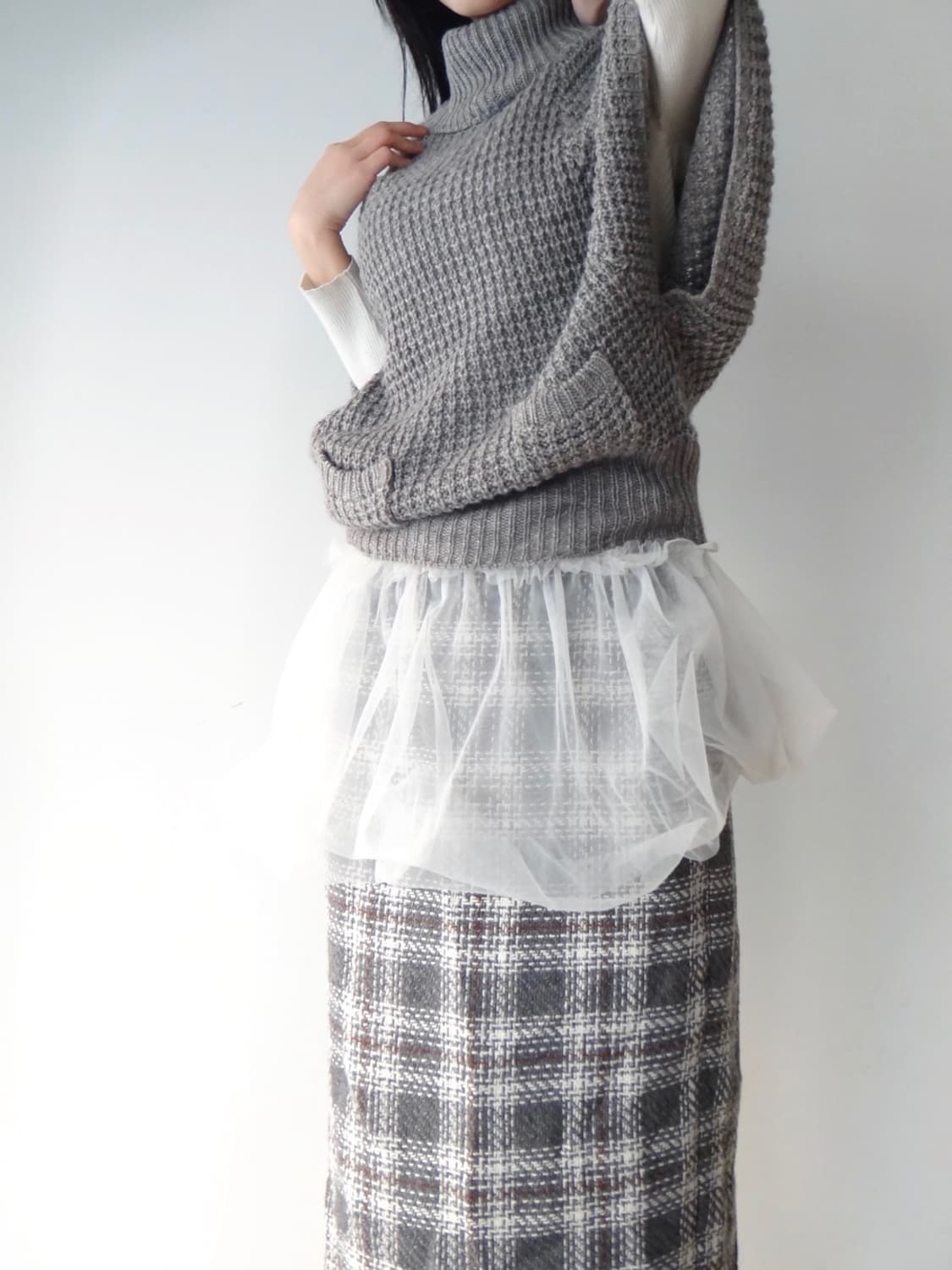 Highneck pocket knit / grey 상품이미지1