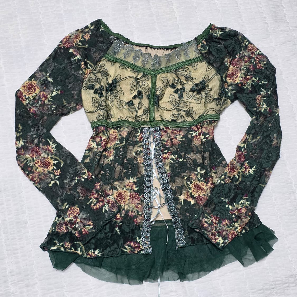 보헤미안 앤틱 로코코 모리걸 코르셋 레이스 블라우스 상품이미지4
