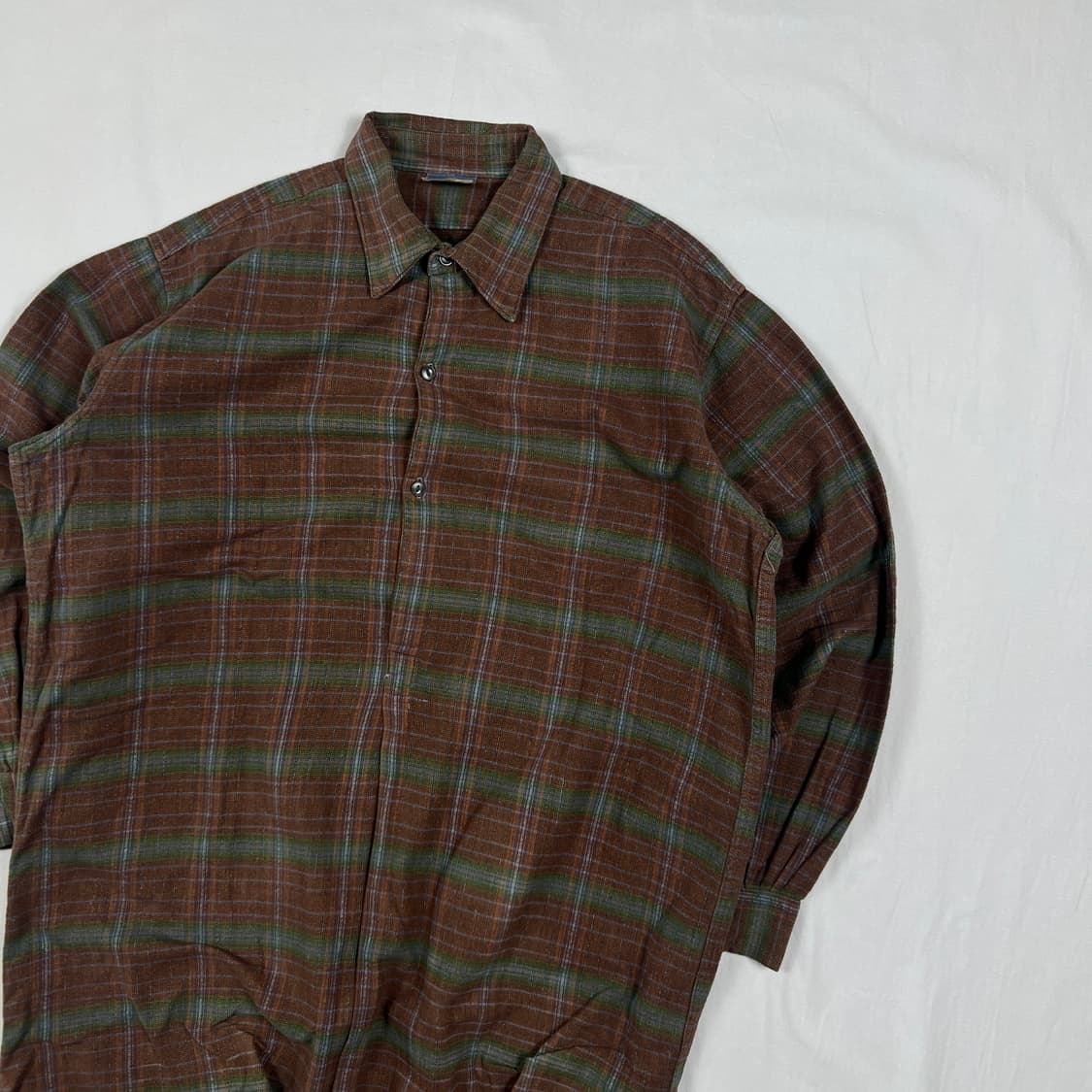 50‘s-60’s 프렌치 그랜드파 롱 체크셔츠 남방 상품이미지3