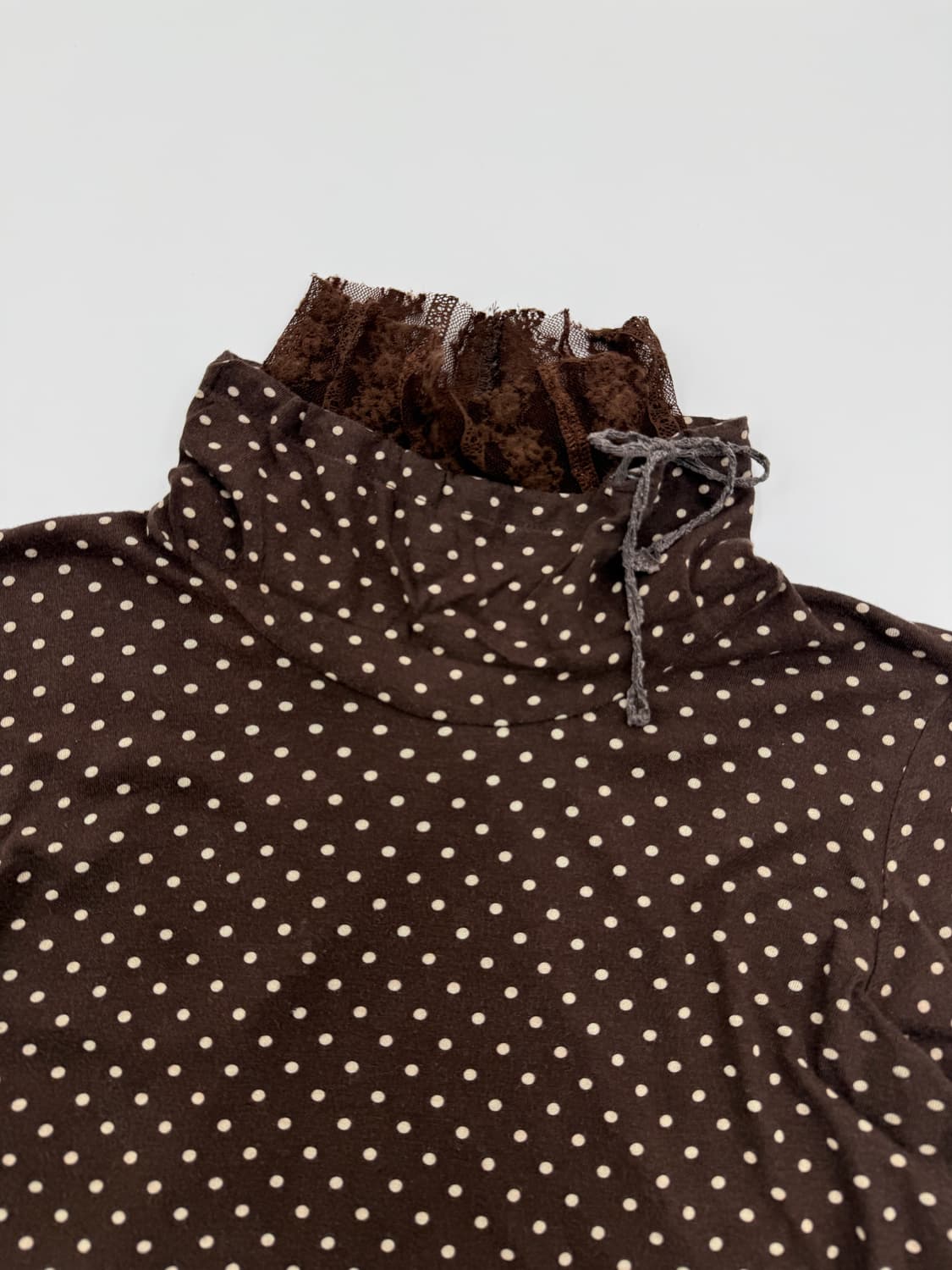 빈티지 Olive des Olive 브라운 도트 레이스 레이어드티 상품이미지3