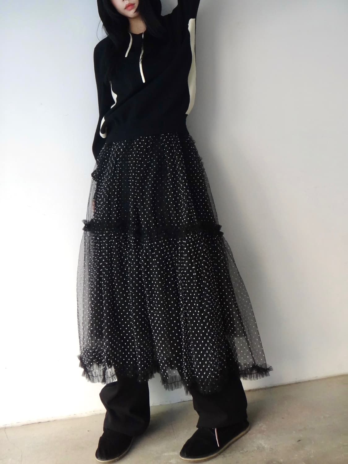 Hoody line knit / black 상품이미지7