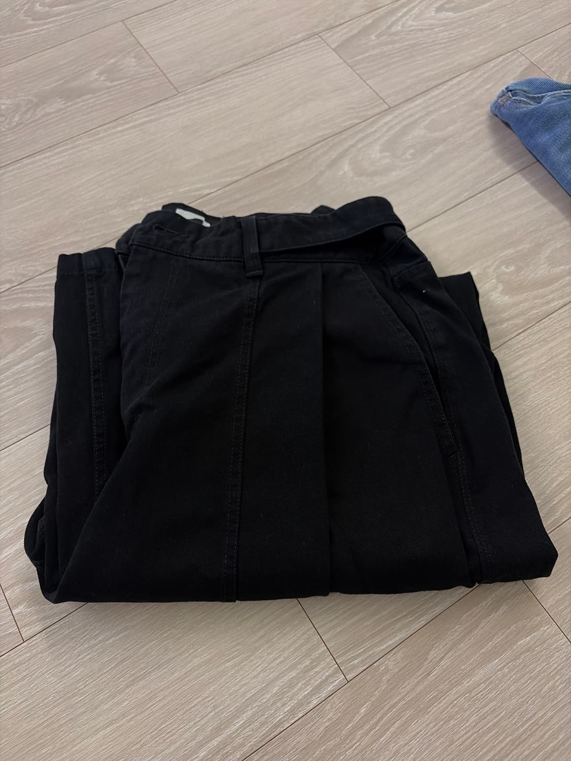 웰빙익스프레스 투턱 와이드 팬츠 블랙 M 상품이미지5