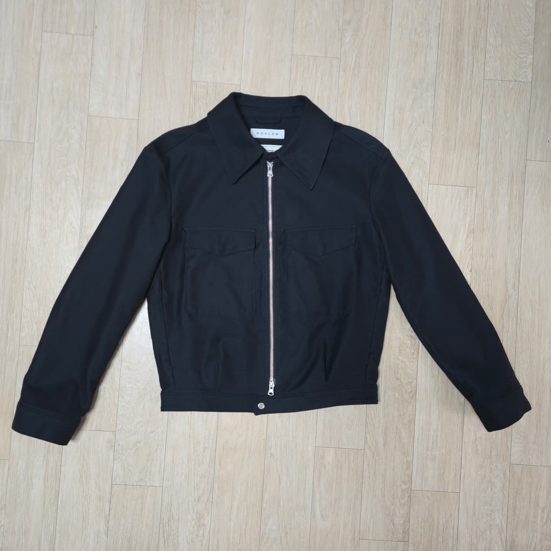 S) BESLOW 블랙 몰스킨 밀리터리 집업 자켓 상품이미지4