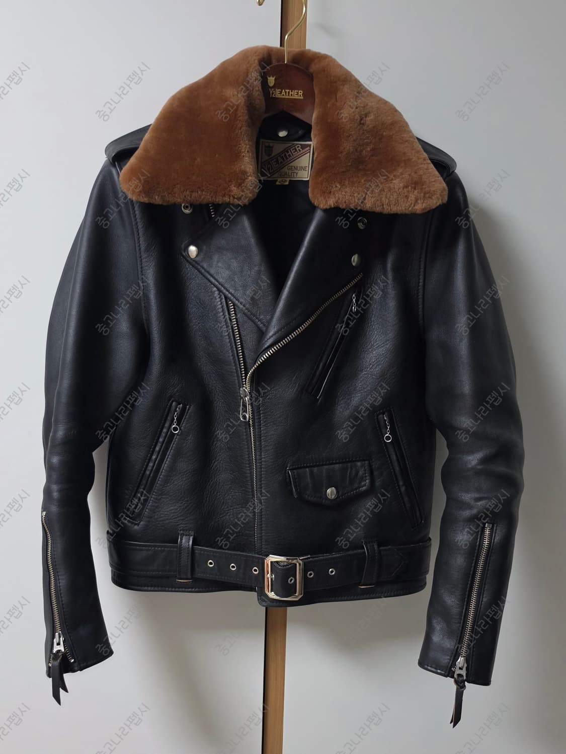 Y2레더 홀스하이드 라이더자켓, 사계절 무톤 탈부착 상품이미지3