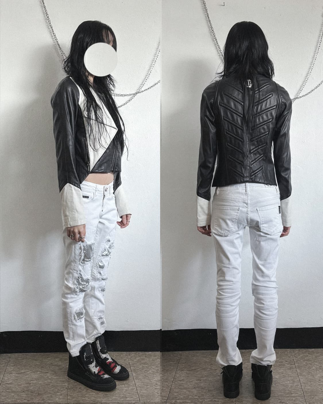 필립플레인 오피움 백패널 램스킨 라이더자켓 상품이미지1