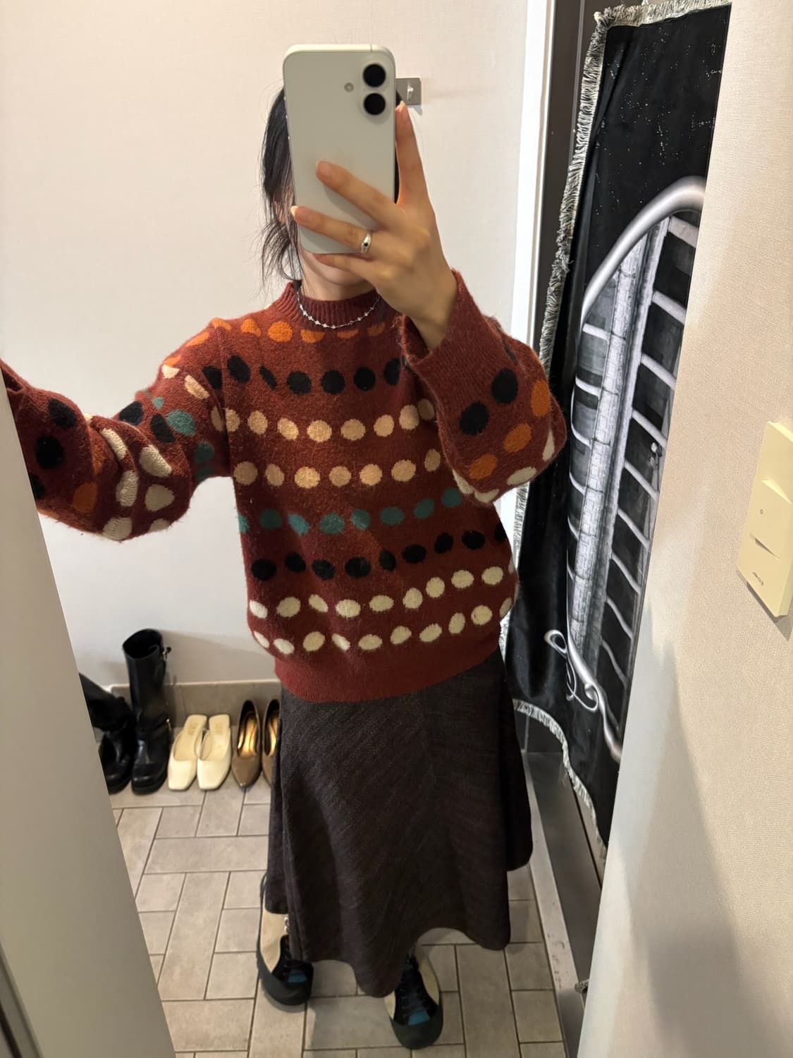 컬러 도트 긴팔 니트 상품이미지3