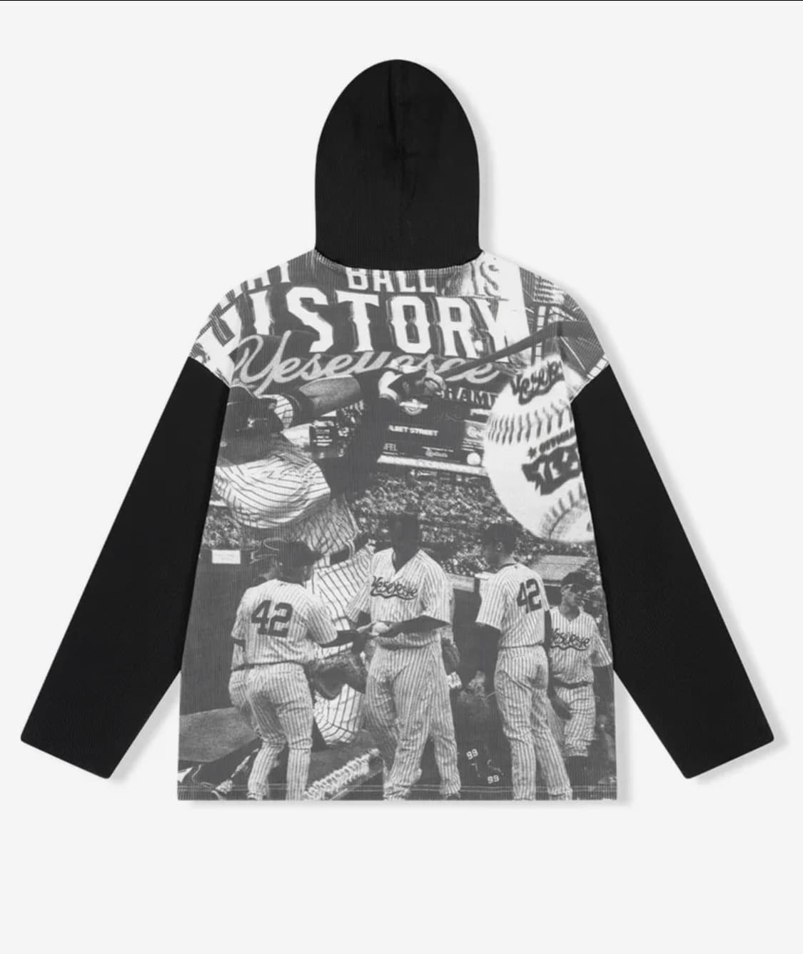 Baseball Waffle Hoodie Black 상품이미지2