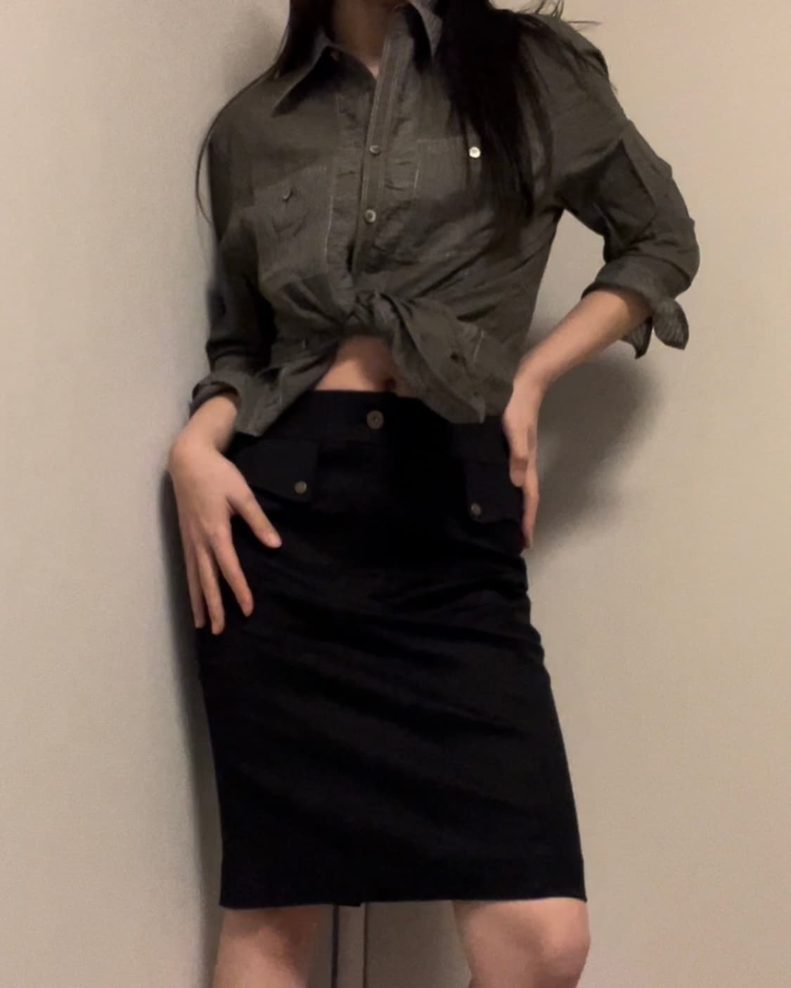 slit point black midi skirt 상품이미지2