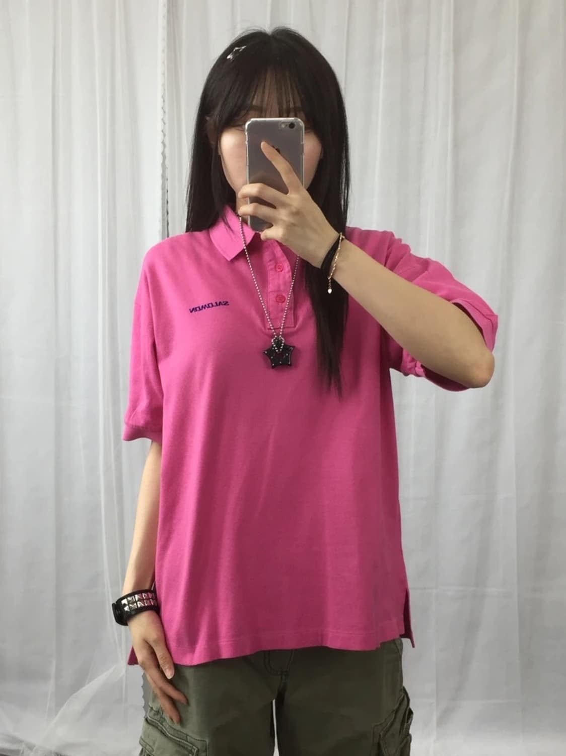 Old Salomon Pink Logo Polo Shirt 상품이미지1