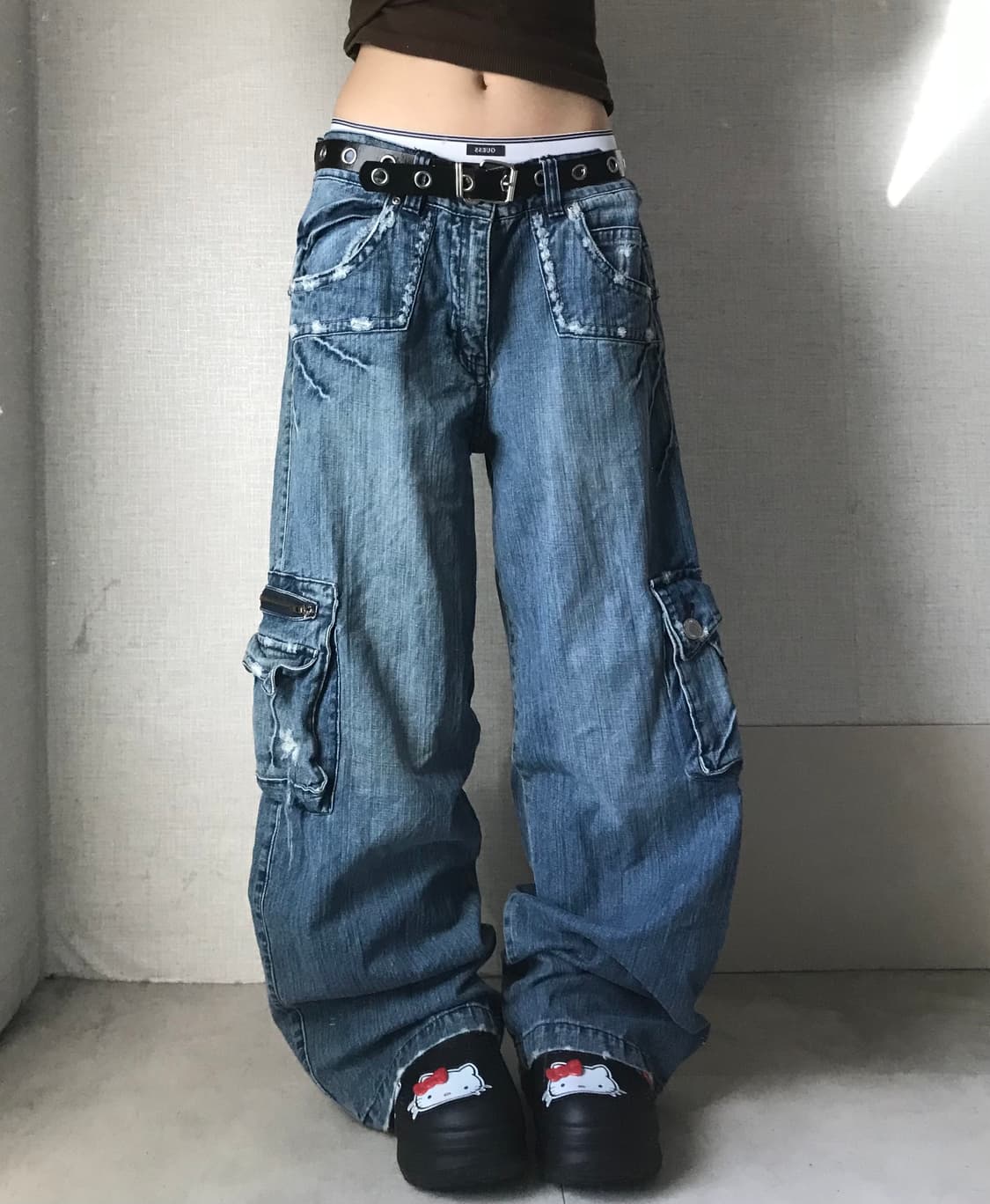 빈티지 와이드핏 데님 카고팬츠 상품이미지2