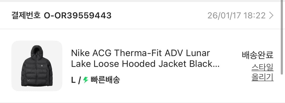 나이키ACG 루나레이크 블랙 패딩 상품이미지6