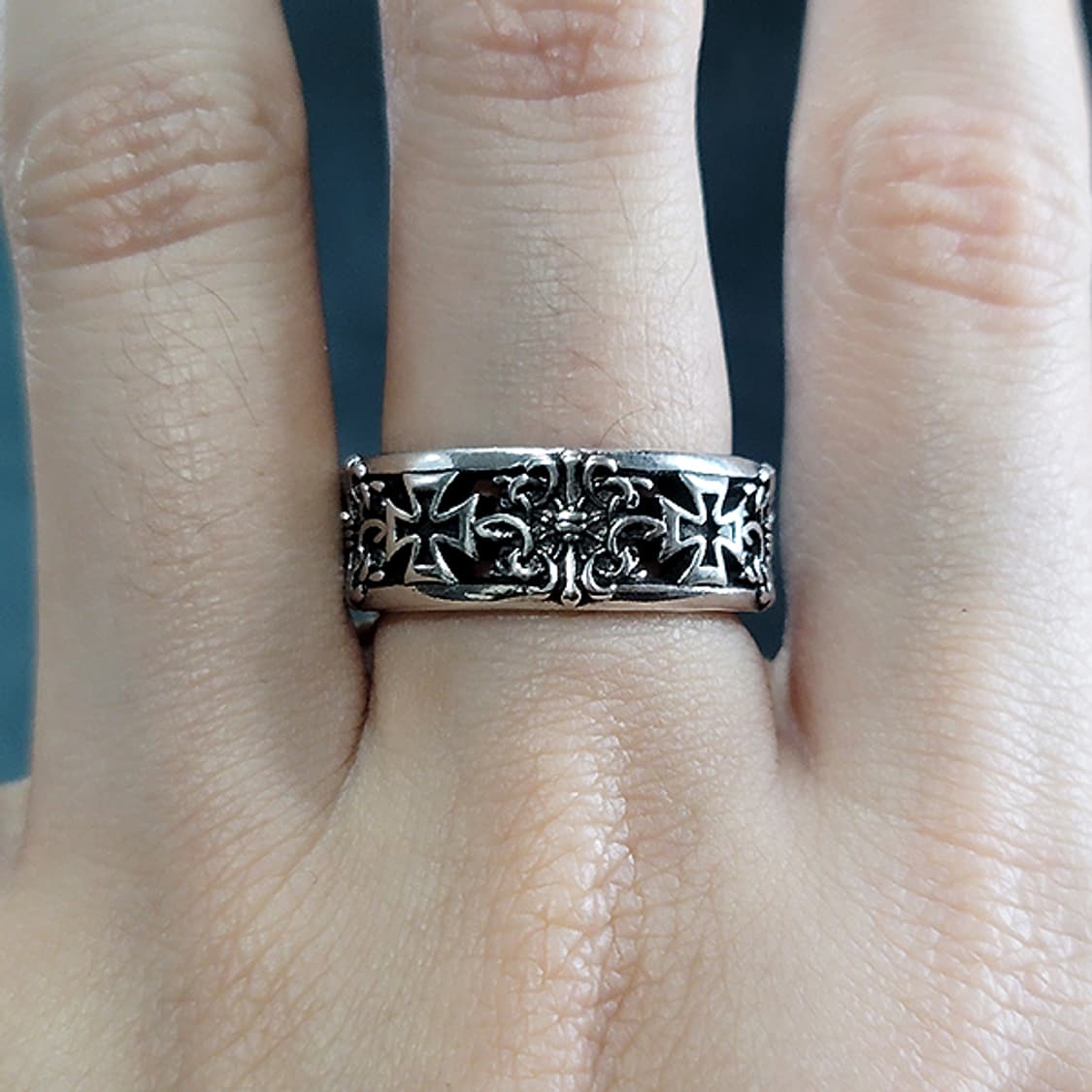 Zyph 백동 남자 엔틱 빈티지 명품 중세 고딕 십자 반지 상품이미지7