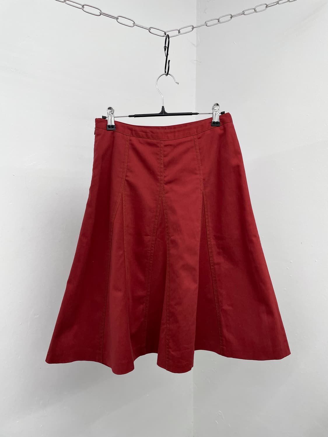 레드 절개 스티치 미디 스커트 상품이미지5