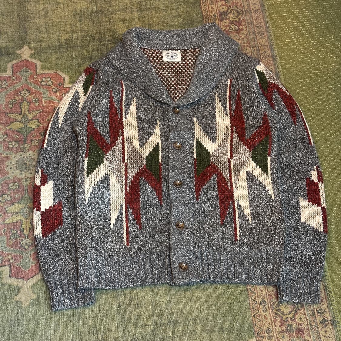 모던 워크웨어 나바호 숄카라 니트 가디건 상품이미지1