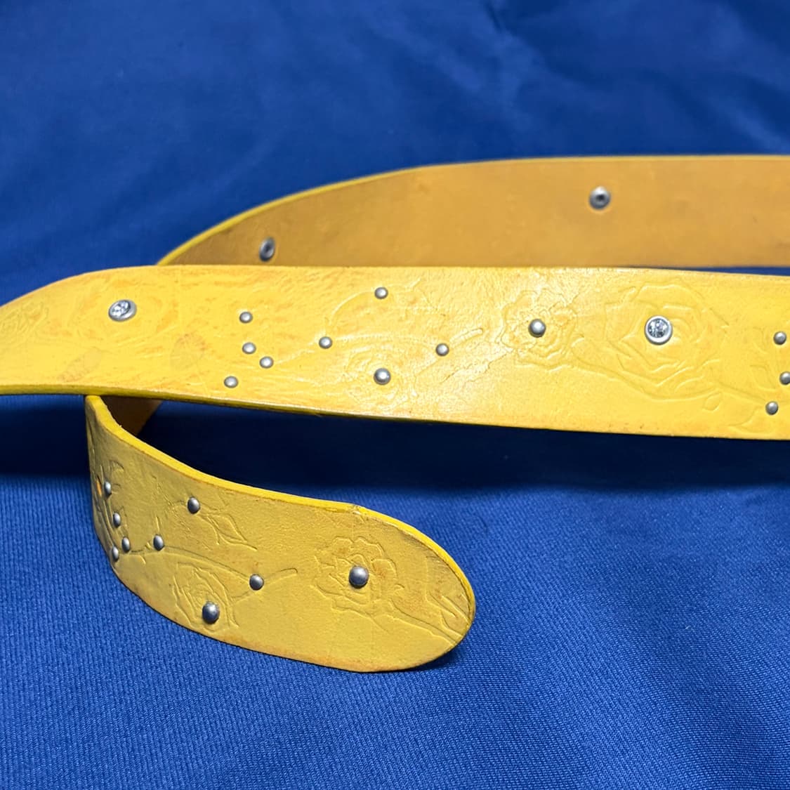 큐빅 옐로 로즈 레더 벨트  상품이미지3