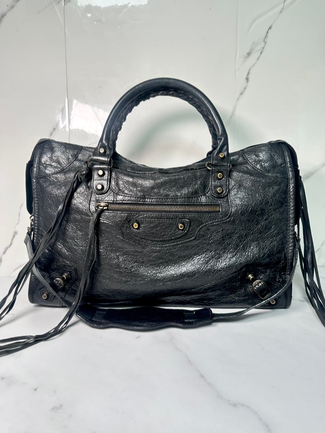 [A 정품] 발렌시아가 시티 모터백 미디움 블랙 상품이미지8