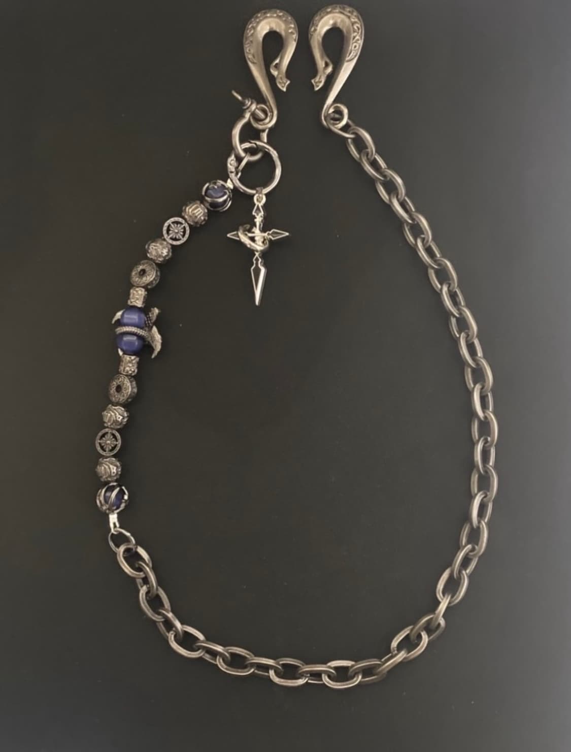 빈티지 블루비즈  팬츠 체인 상품이미지3