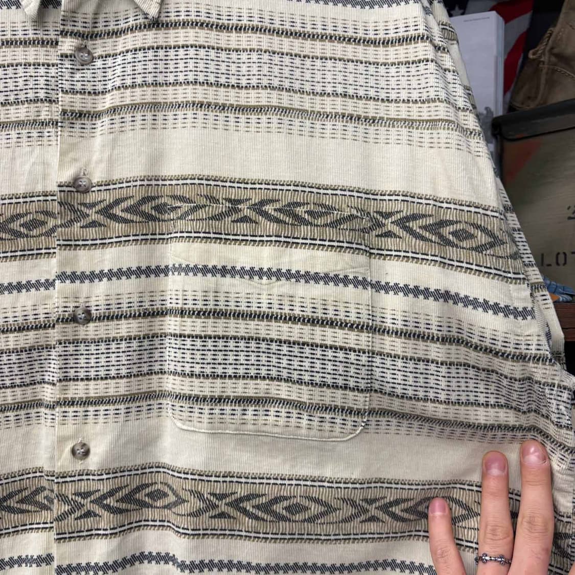 00s Tom Tailor 스포츠웨어 아즈텍 패턴 코듀로이 셔츠 N497 상품이미지5