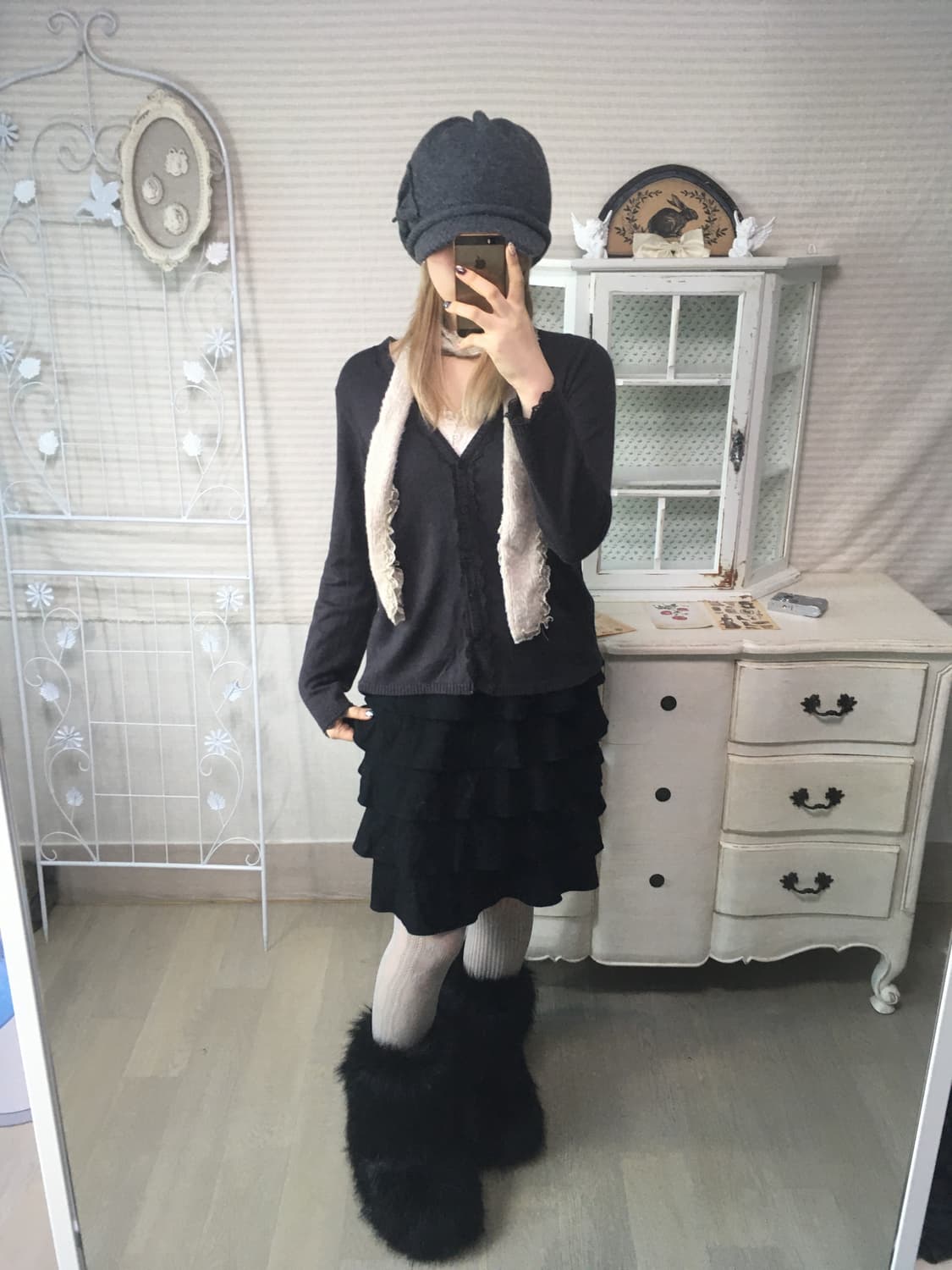 jpn vintage charcoal lace crochet cd 상품이미지4