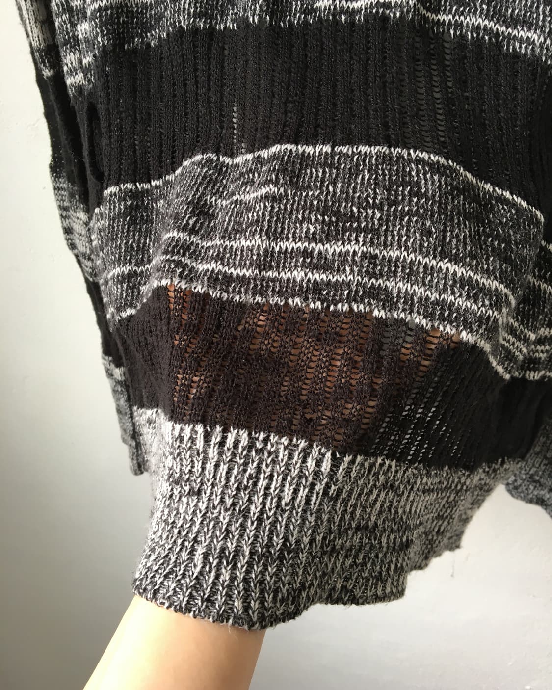 Tied stripe pattern hood cardigan 상품이미지6