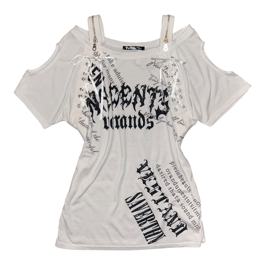 DIG DEEP 디그딥 아일렛 어깨 트임 반팔티 갸루y2k펑크 상품이미지1