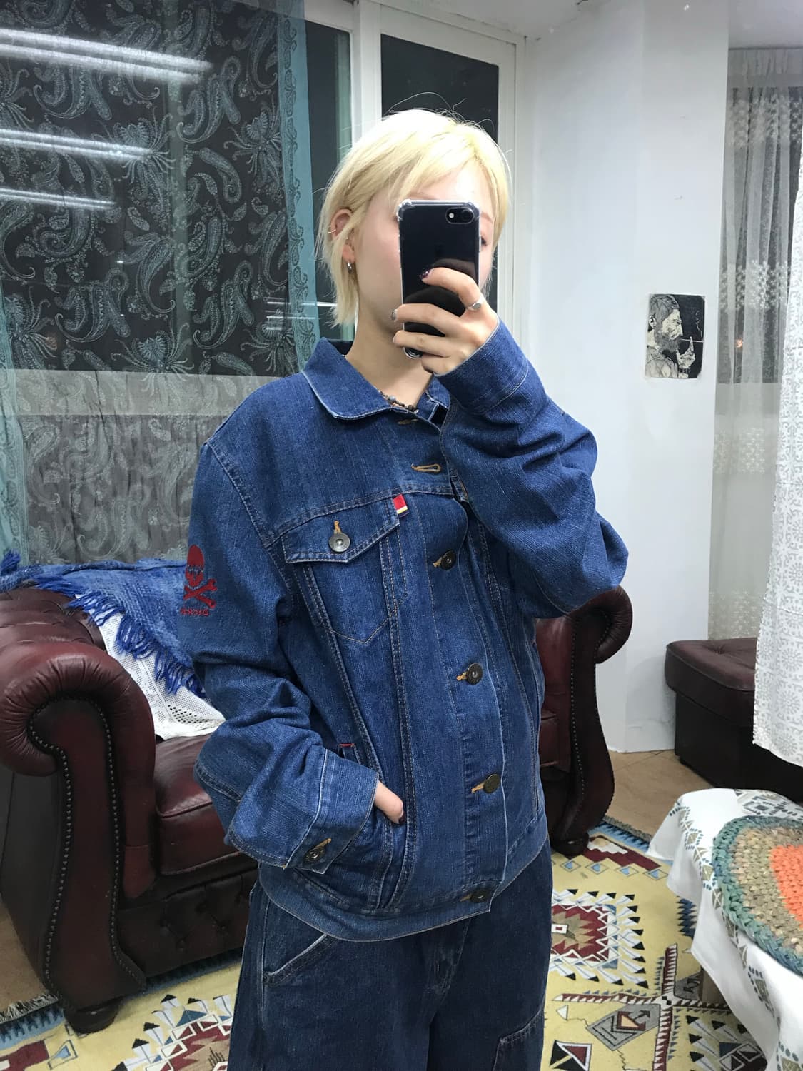 디키즈 해골 자수 데님 트러커 (Z1098) 상품이미지1