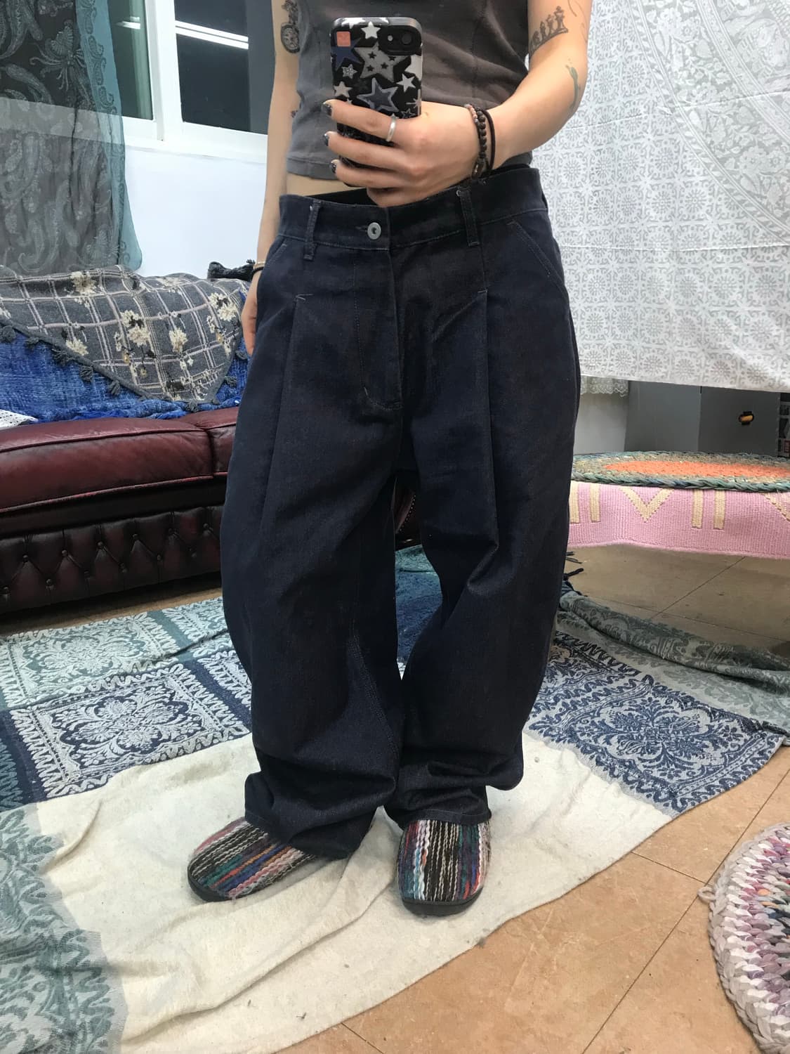 제로 핀턱 생지 와이드 데님팬츠  상품이미지1