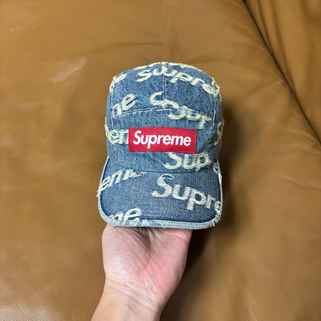 슈프림 캠프캡 모자 박스로고 21SS 프레이드 데님 상품이미지2