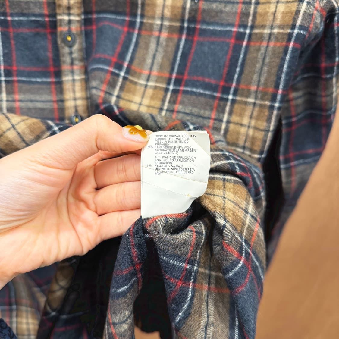 디스퀘어드2 체크 셔츠 스타 스터드 가죽 스트랩 디테일 브라운 네이비 상품이미지9